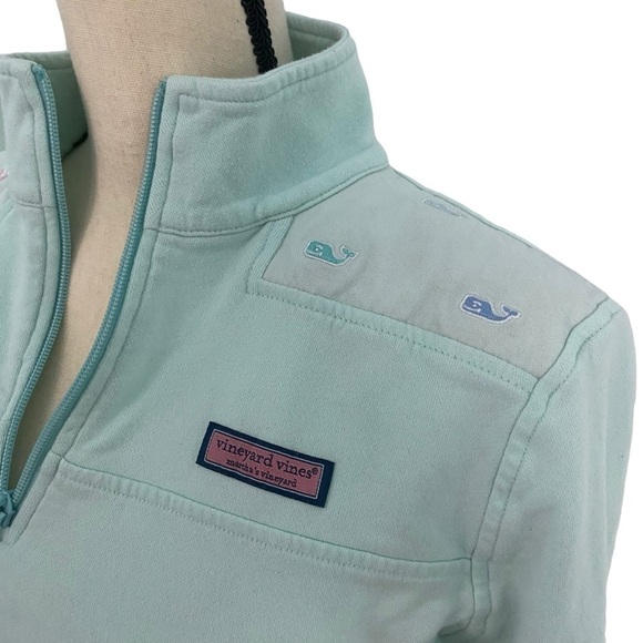 Vineyard Vines Quarter-Zip Pullover Mint Green Size M Flaw Sweatshirt - Picture 2 of 14